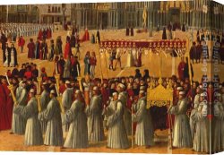 Gentile Canvas Paintings - Procession in Piazza S. Marco [detail] by Gentile Bellini